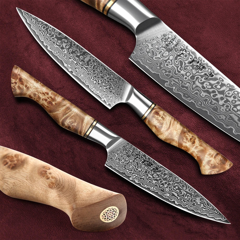 HEZHEN 1-2PC Knife Set Professional Damascus Steel Utility Chef Knife For Meat Japanese Cook Kitchen Knife