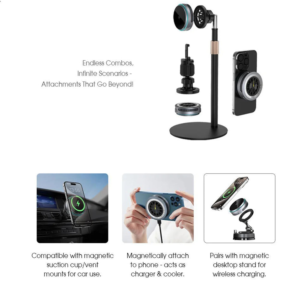 2025 Qi2.2 25w semiconductor-cooled mobile phone radiator, portable magnetic wireless charger with RGB lights.
