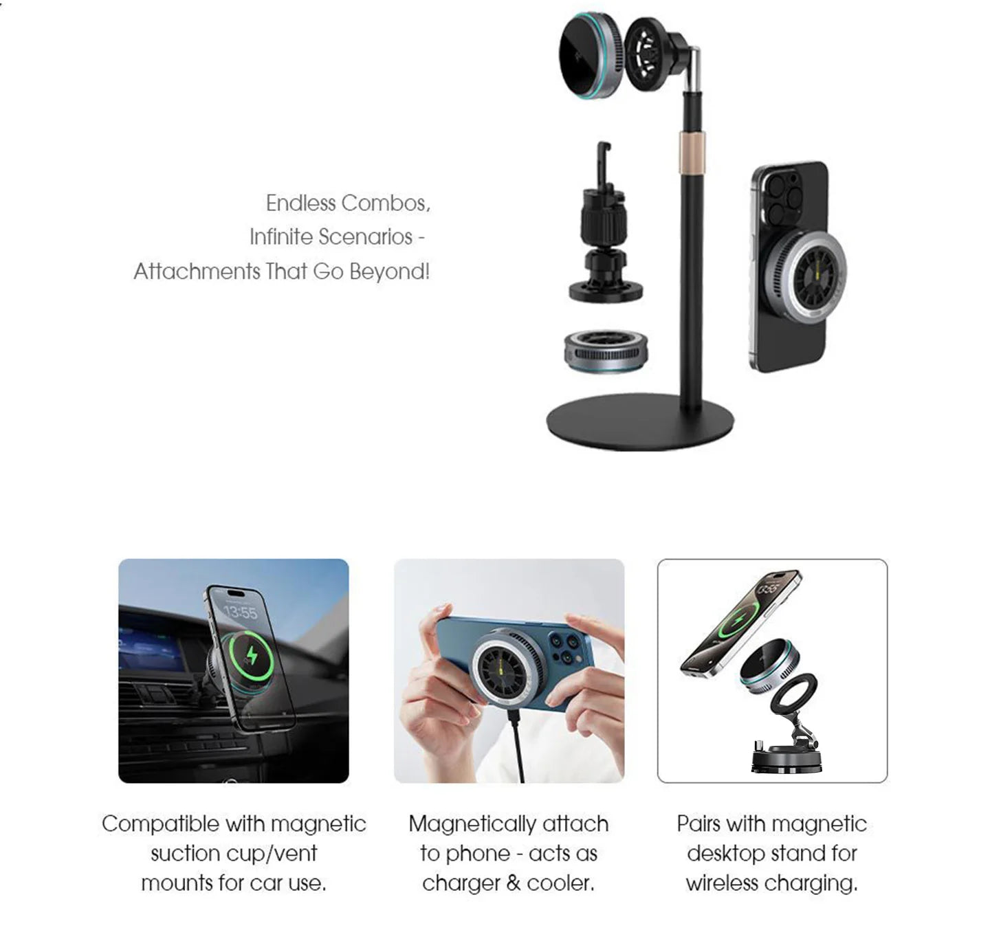2025 Qi2.2 25w semiconductor-cooled mobile phone radiator, portable magnetic wireless charger with RGB lights.