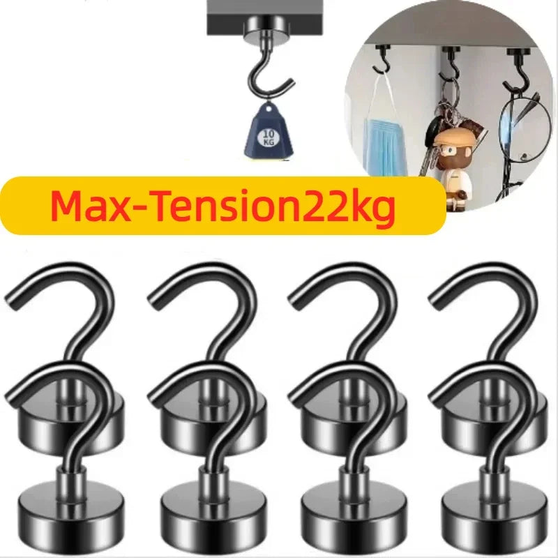 Strong Magnetic Hooks Multi-Purpose, Heavy Duty Epoxy Coating, Magnetic Cruise Black Hooks for Refrigerators