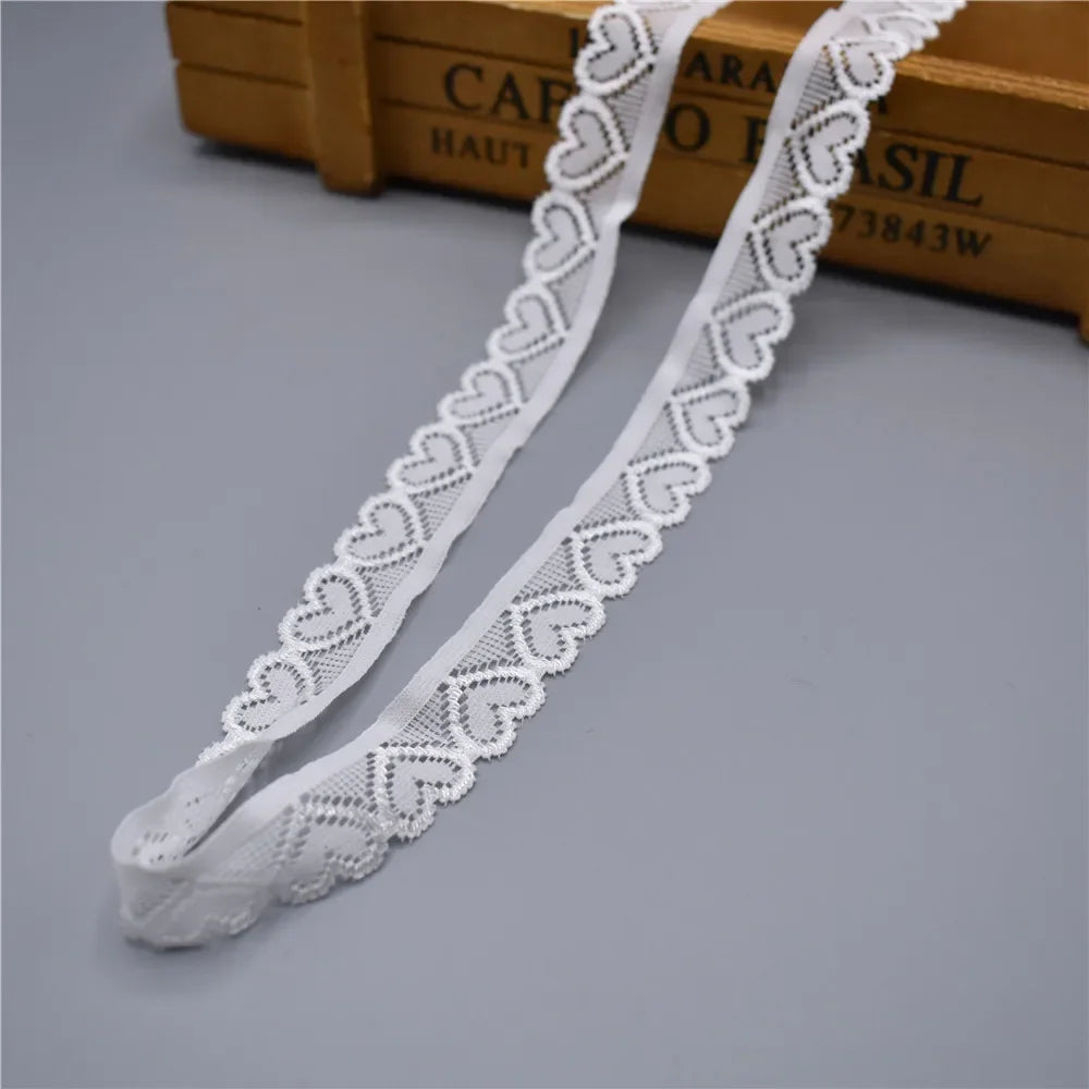 elastic lace ribbon Tape 18mm wide Trims heart-shaped stretch lace For Sewing decoration african lace fabric