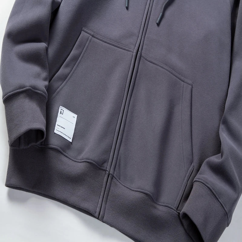 Solid Color Hoodie Men Fashion Zip Up Long Sleeve Oversized Jacket Coat Harajuku Gothic Hooded Sweatshirt Y2K Teen BP13813