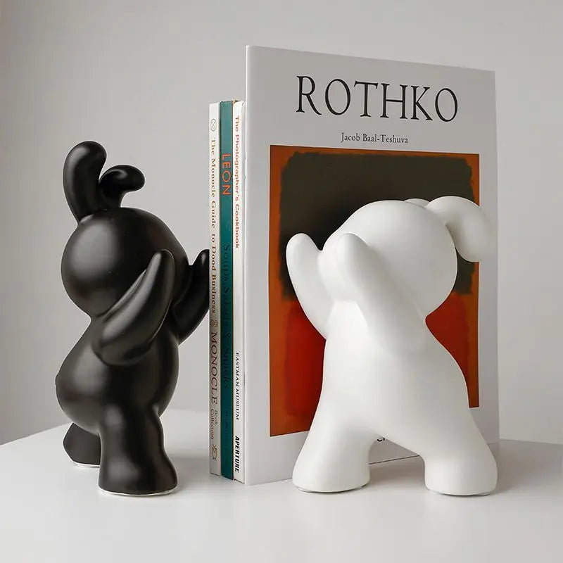 1 pair desk organizer Creative Rabbit Bookend Ceramic Ornament Desktop book holder Cute Gift simple nordic style book organizer