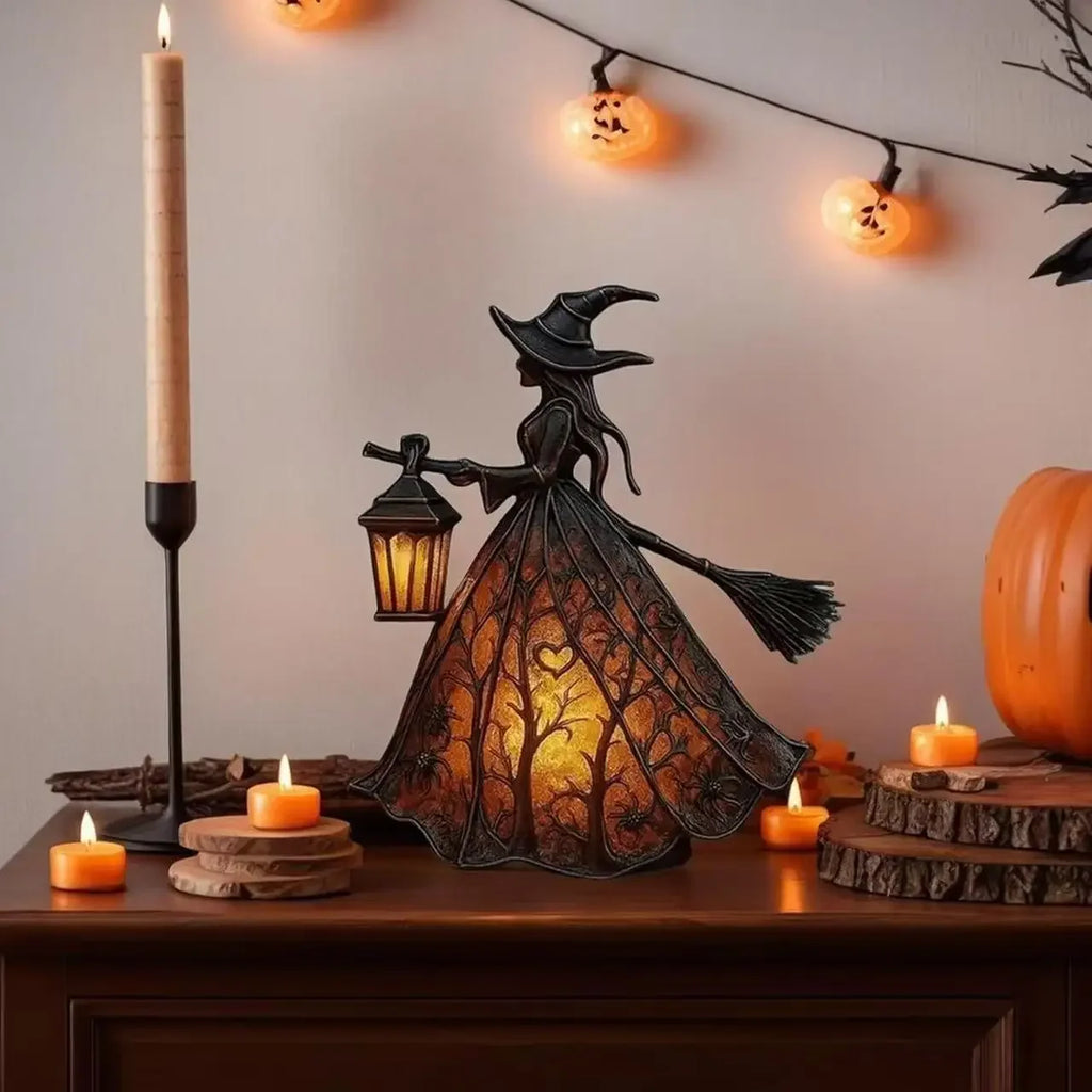 Halloween Witch Ghost 3D Lamp Lantern Decorative Resin Lantern