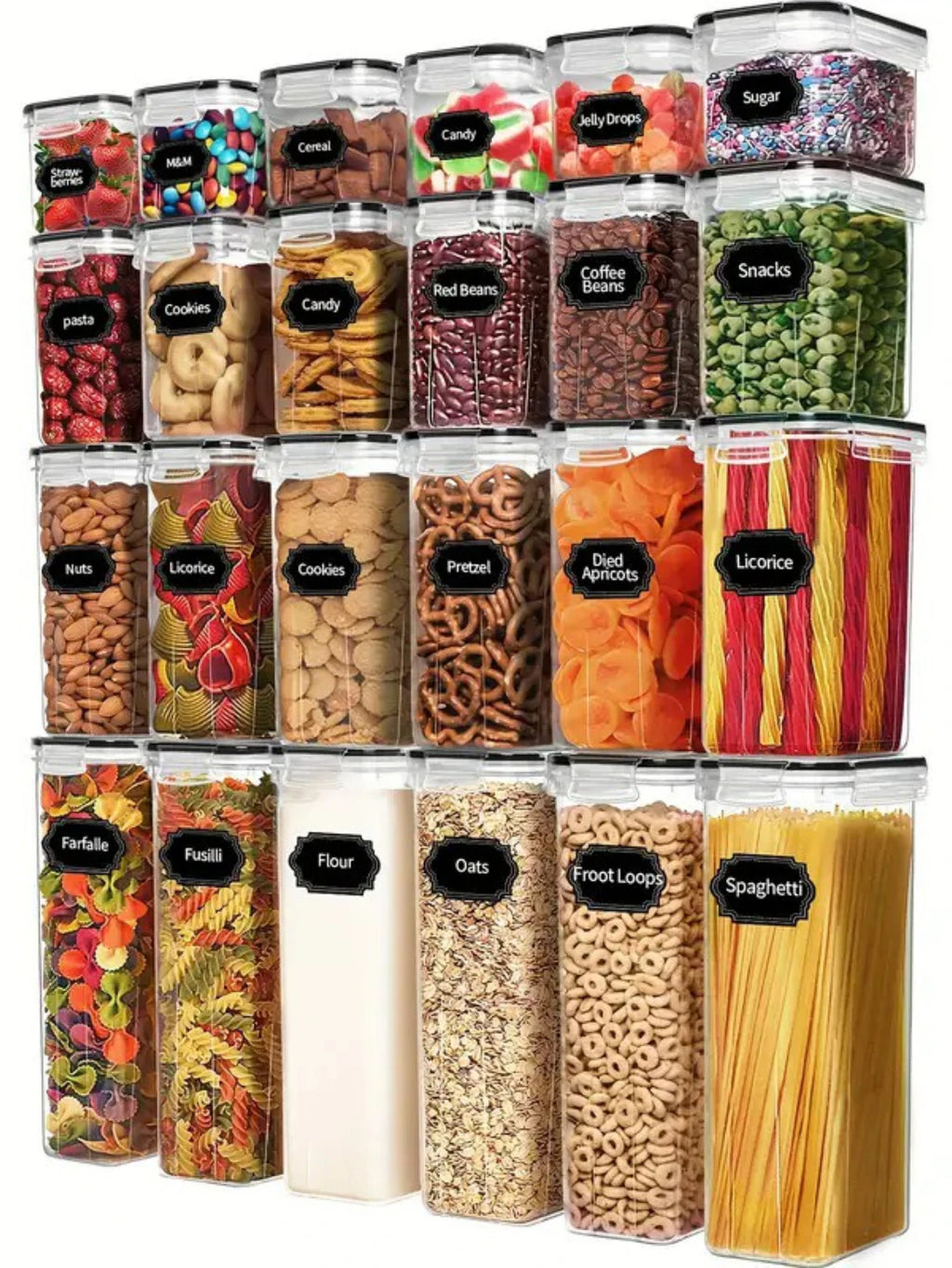 Airtight Food Storage Containers with Labels for Flour Grains