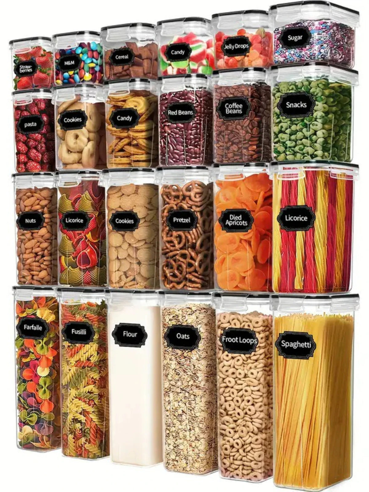 Airtight Food Storage Containers with Labels for Flour Grains