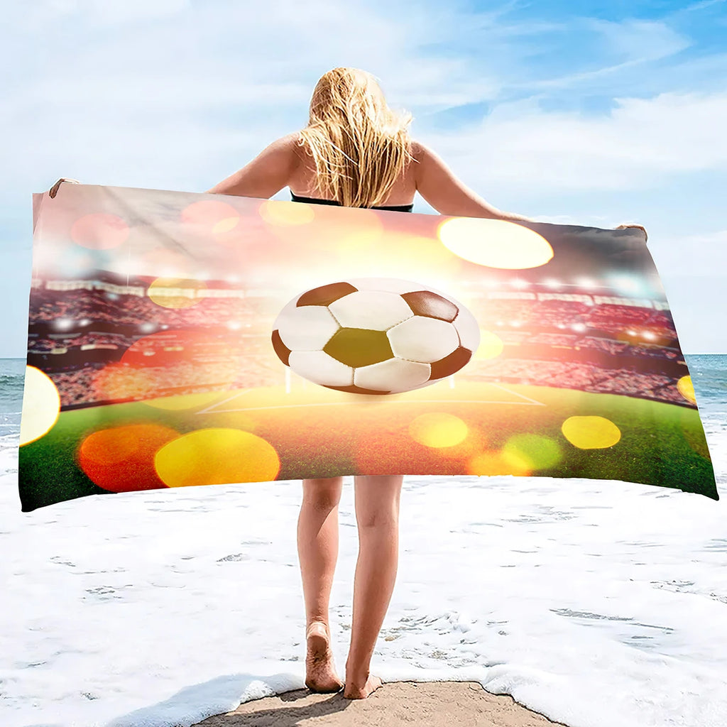Football Beach Towel Soccer Bath Towel Microfiber Ball Sports Shower Quick Dry Swimming Cover Camping Yoga Mat Bikini Cover Up
