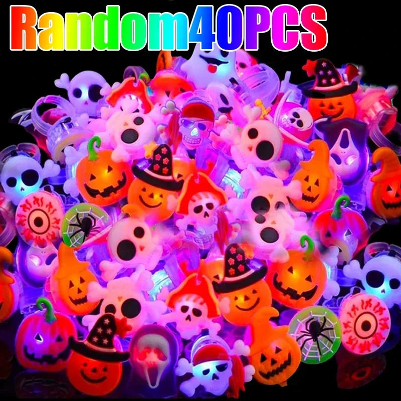 LED Luminous Halloween Toys Pumpkin Ghost Skull Glowing in Dark Fingers Toys with Light Birthday Party Decoration Props Supplies
