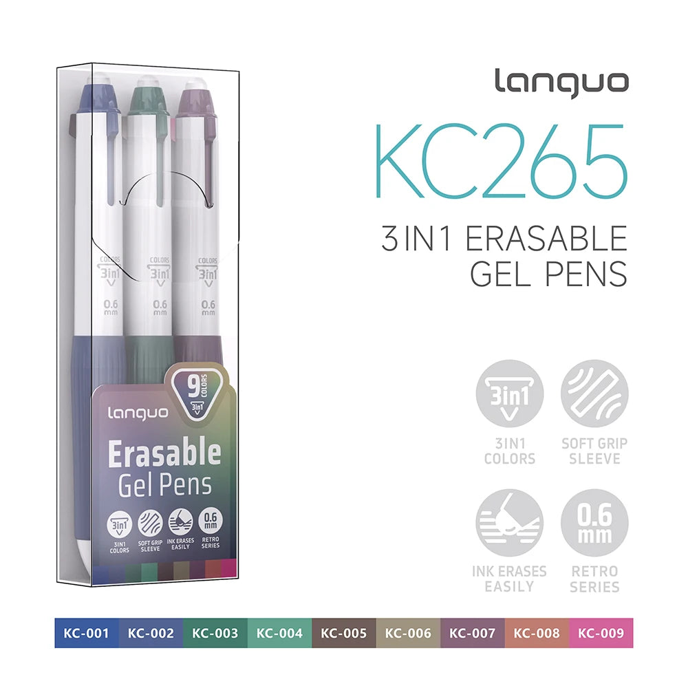 Languo Erasable Multicolor Pens 9/45 Colors 3-in-1 Ballpoint Pen