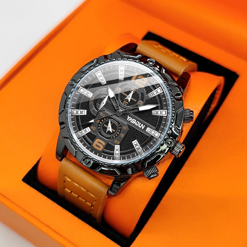 Reloj Hombre Fashion Men Watches Casual Leather Strap Quartz