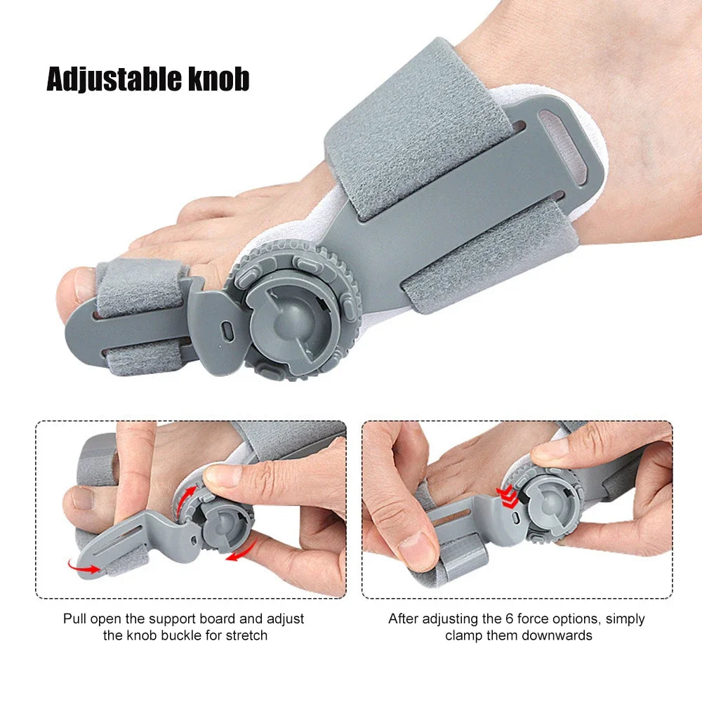 Bunion Corrector for Women & Men - Adjustable Knob Brace with Toe Separator & Anti-Slip Heel Strap, Big Toe Pain Relief (1PC)