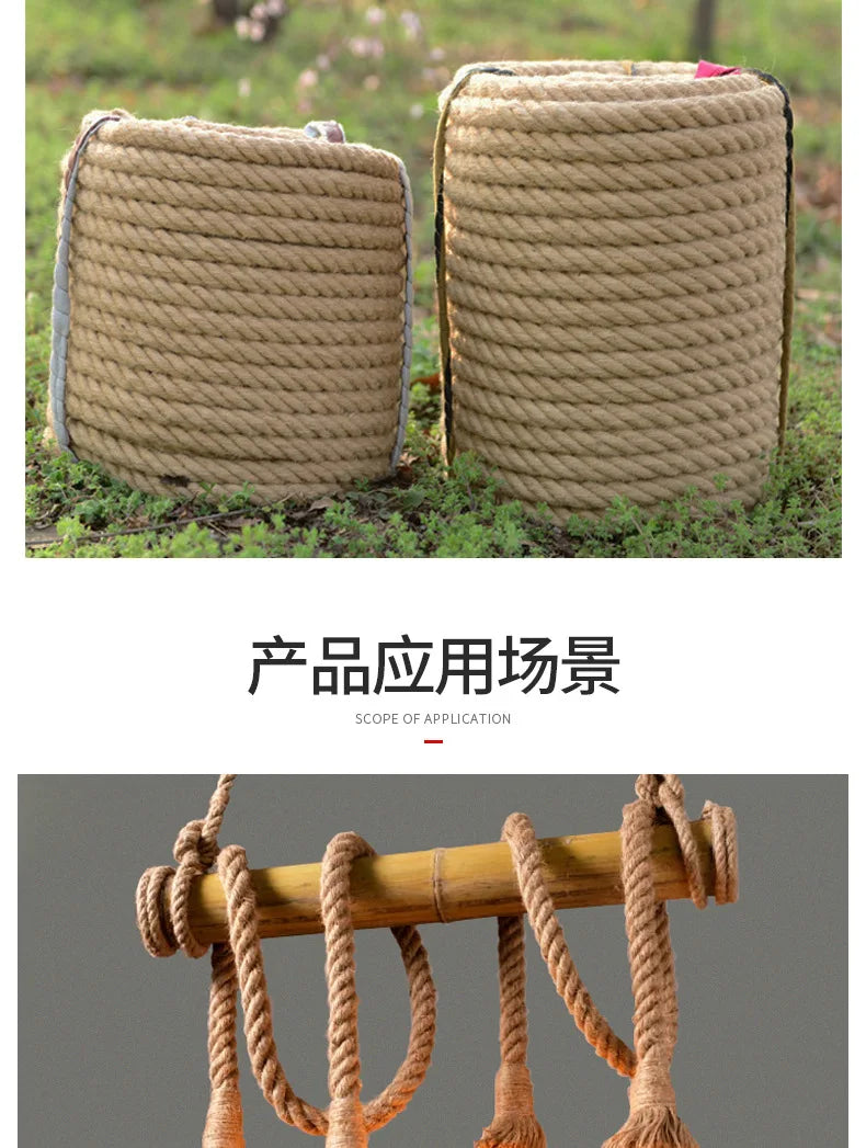10mm 10/30/50M Natural Jute Rope Twine Rolls Rope Hemp Twisted Cord Macrame String Pet Scratching Handmade DIY Craft Decoration