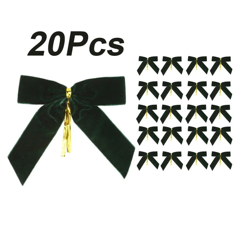 10/20Pcs Velvet Bows For Christmas Tree Decor Wreath Garland Velvet Bow With Twist Tie Christmas Velvet Bows Christmas Holiday