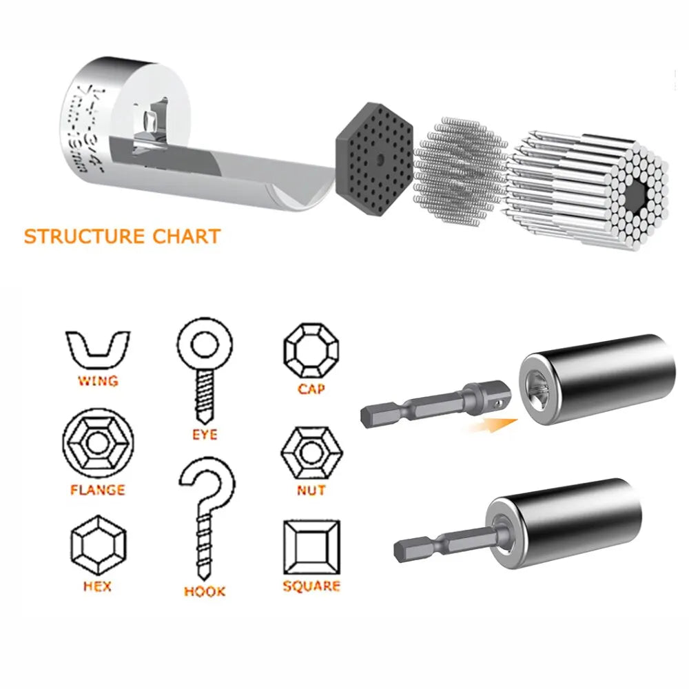 Multifunctional 7 to 19mm Magic Socket Multi Purpose Wrench