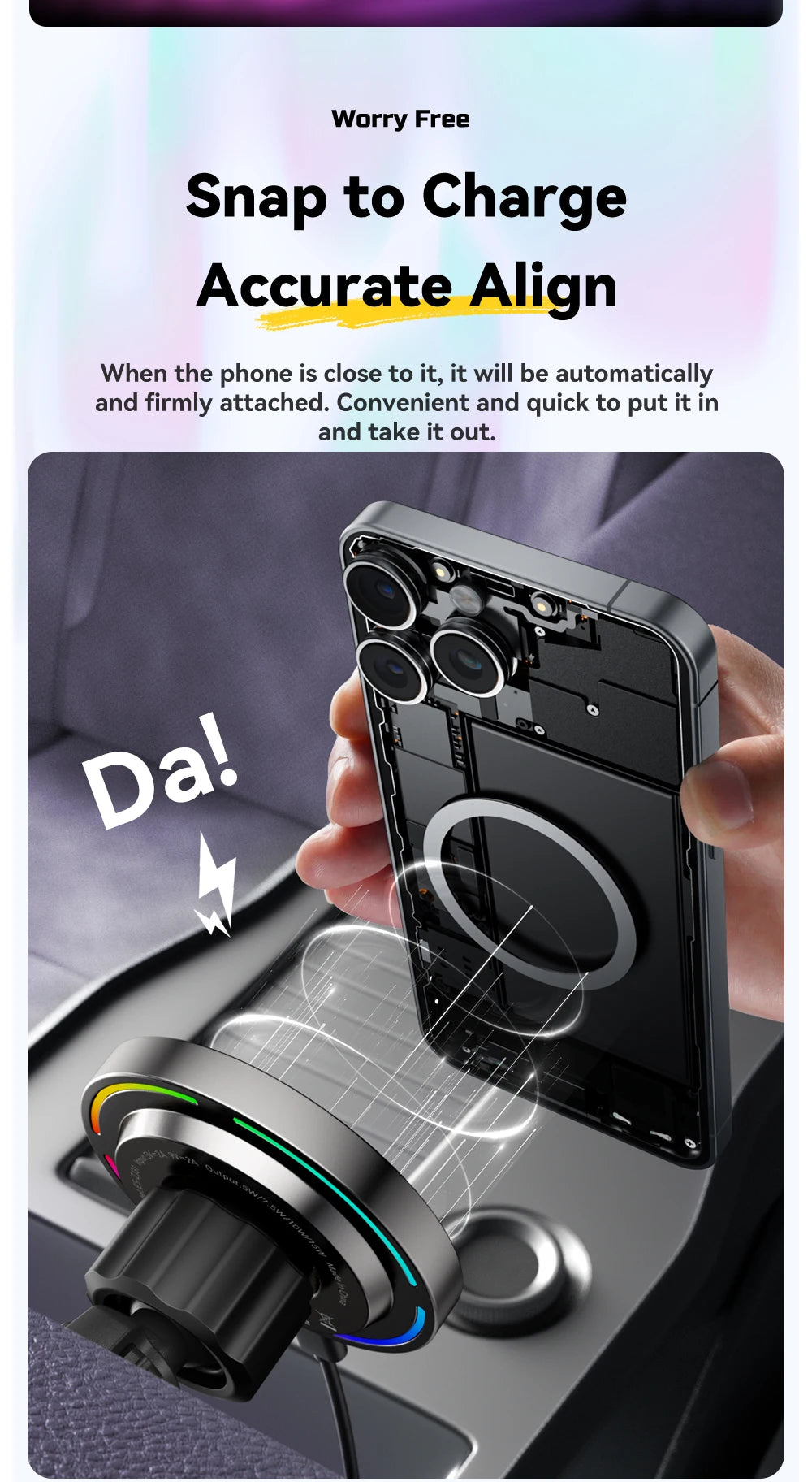 Essager 15W Car Charger Holder Adjustable 360 Degrees Fast Charging Magnetic Car Holder Wireless Charger For iPhone 16 15 14 Pro