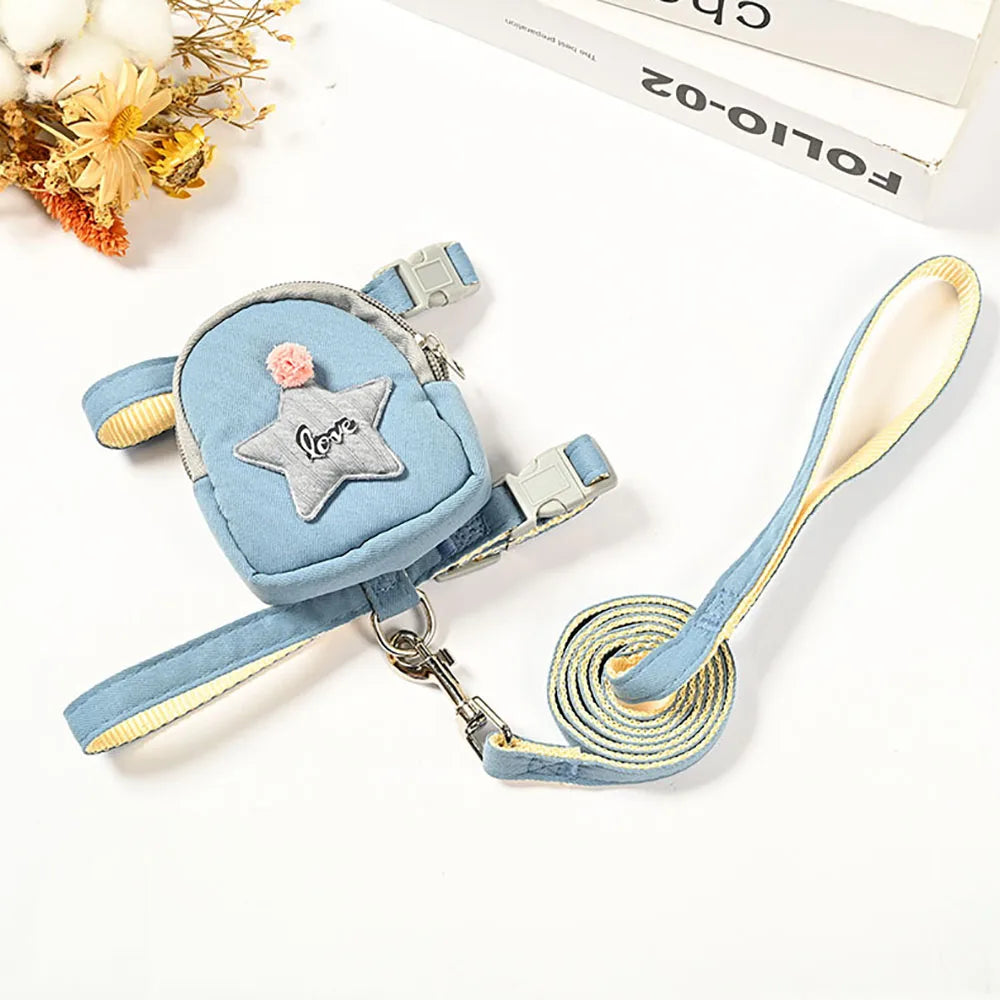 Pet Backpack Chest Strap Anti Breakaway Outdoor Cat Walking Leash Dog Leash Adjustable Cat and Dog Leash