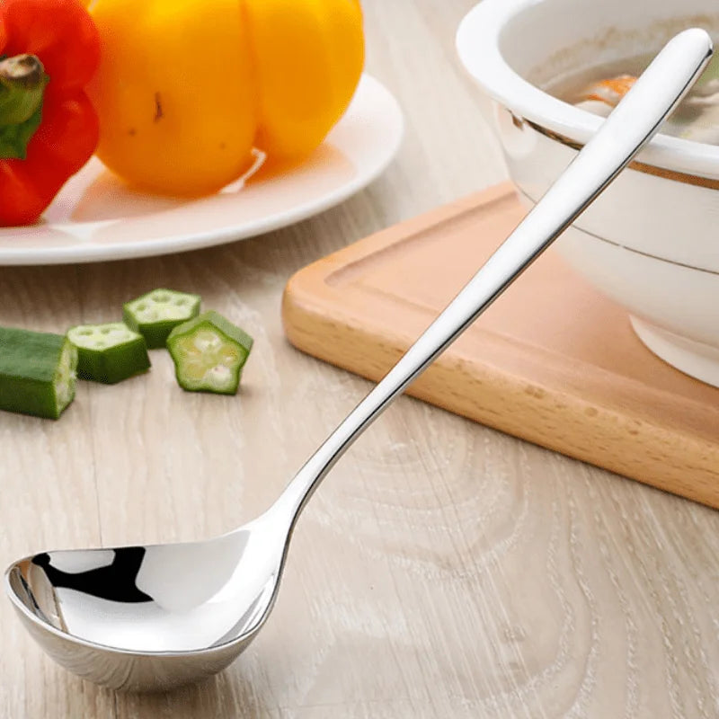 1pc Stainless Steel Thickening Spoon Creative Long Handle Durable Hotel Hot Pot Spoon Soup Ladle Home Kitchen Essential Tools