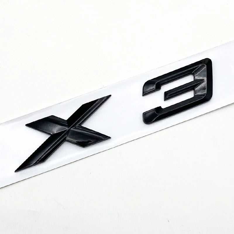 3D ABS Black Chrome Car Letters Rear Trunk Badge X3 Logo for X3