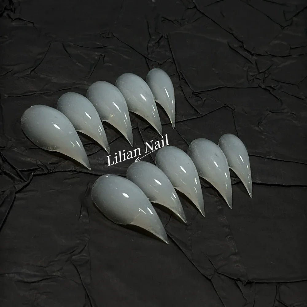 10Pcs Spice Girl Colorful Handmade Full Cover False Nail Y2K Long Dragon Shape Claw Cat Eyes Gradients Reusable Press On Nails