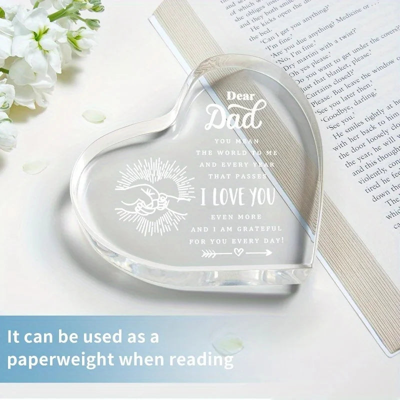 Engraved Dad Heart - Sentimental Paperweight Gift for All