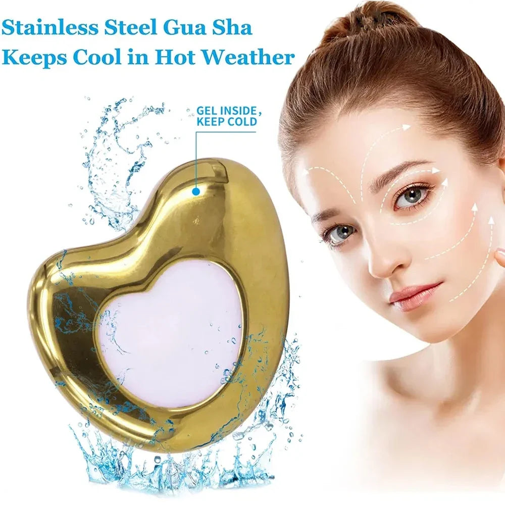 Gua Sha Board Ice Globes for Facials Stainless Steel Ice Roller for Face and Neck Facial Cryo Roller Massager Skin Care Tool