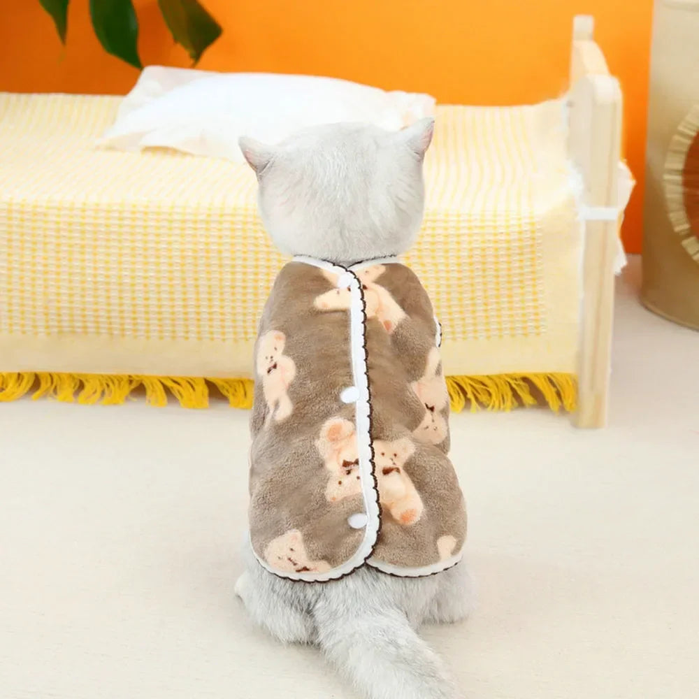 Luxury Pet Cat Costume Clothes for Cats Winter Kitten Sphynx Sweatshirt Puppy Fleece Vest Warm Jacket Coat Small Dogs Clothing
