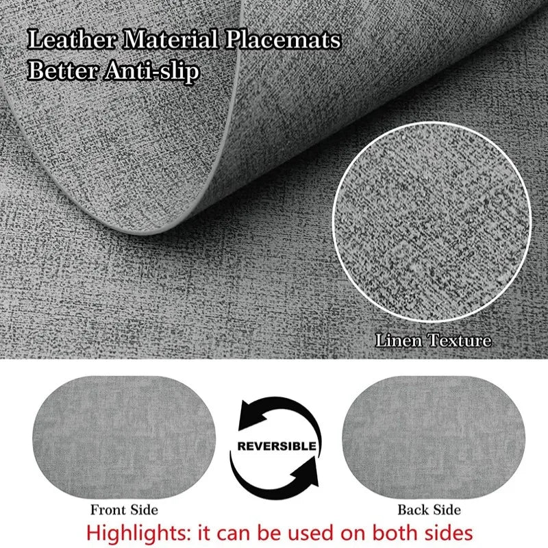 1/4/6pcs Decoration Oval Gift Placemats Heat Resistant Thick Faux