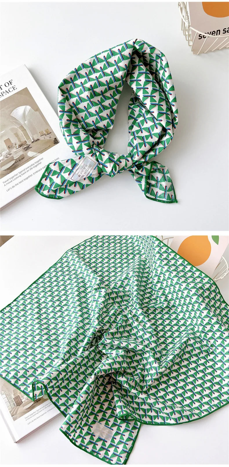 60cm Flower Print Cotton Bandanas Square Scarf Women Girls Headband Accessories Handkerchief Neckerchief Hairscarf Hairscarf