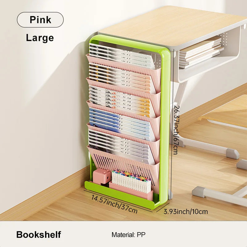 UFORU Dopamine Study Desk Organizer – Large Capacity Side-Mounted Bookshelf for Textbooks & Magazines