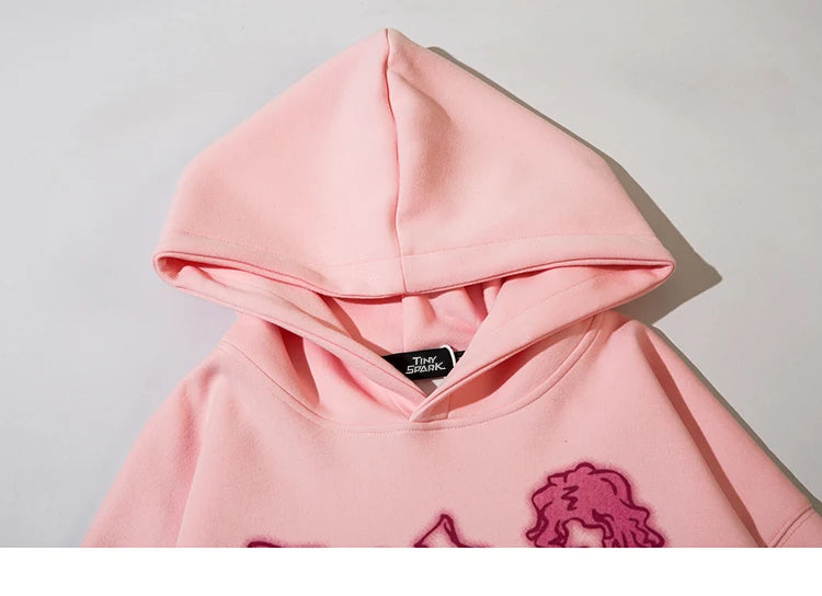 2025 Men Streetwear Pink Hoodie Sweatshirt Funny Cartoon Graphic Hoodie Autumn Harajuku Anime Hooded Pullover Hip Hop Hipster