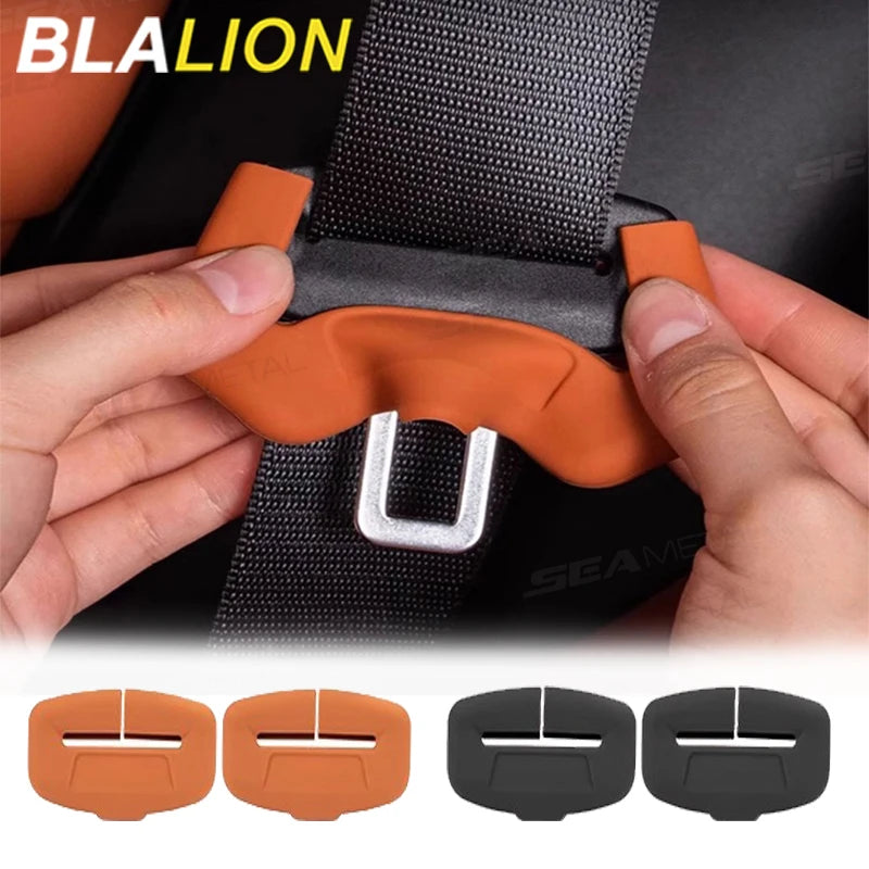 BLALION 2Pcs Seat Belt Buckle Cover Anti-Scratch Rubber Car