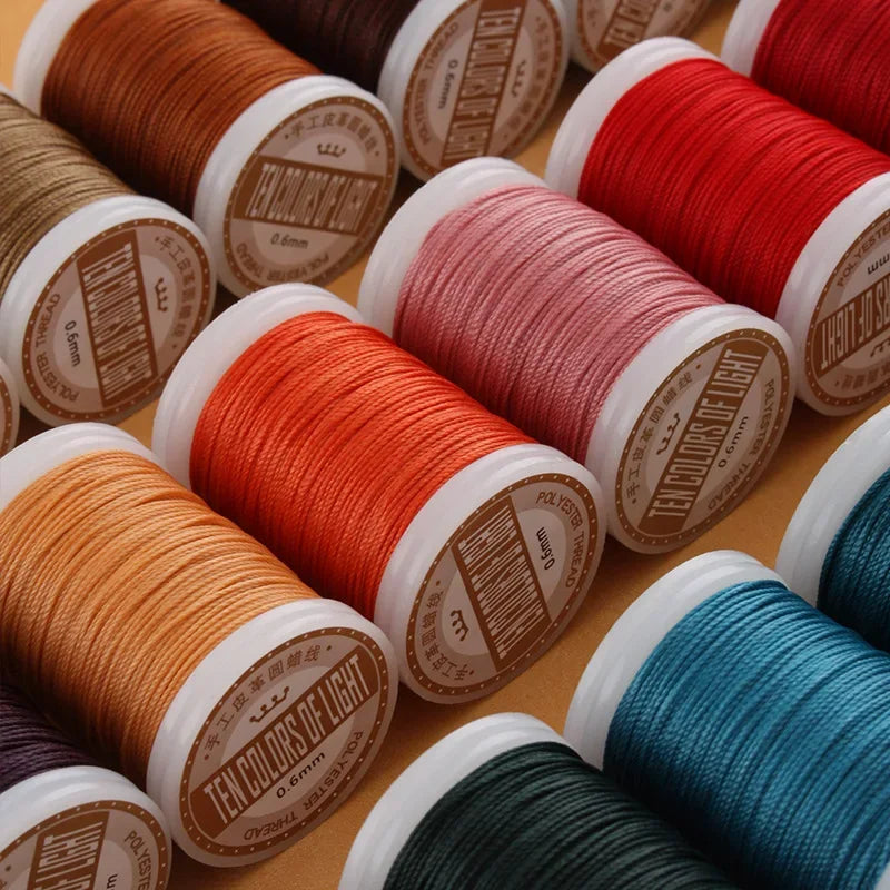 hilo elástico costura Waxed Thread Accessories Leather Craft Sewing Thread Round Waxed Thread Polyester Cord Wax Coated Strings