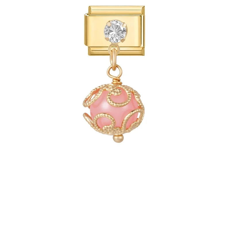 Y2K Elegant Design Bow Heart Golden Pendant Italian Chain Charm