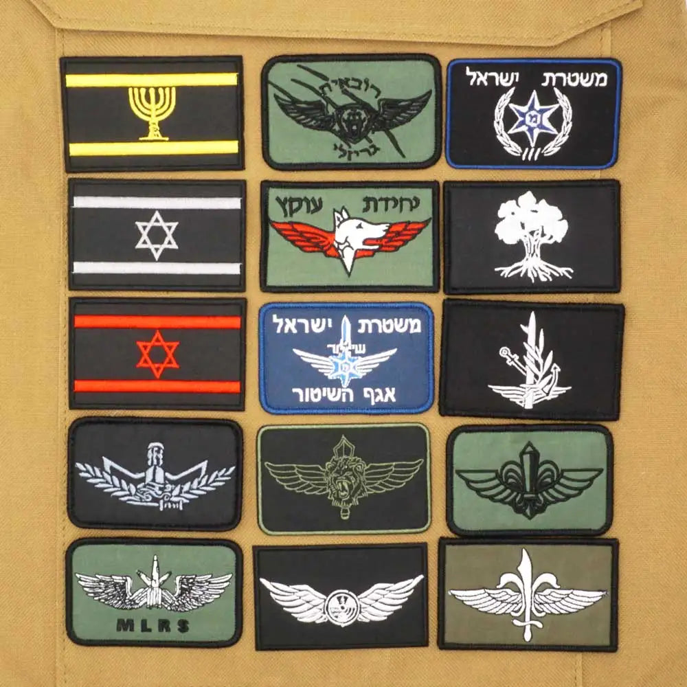 Israel Flag Embroidery Patch Hook and Loop Mlrs Army Morale Badge Israeli Language Outdoor Equipment Tactical Backpack Sticker