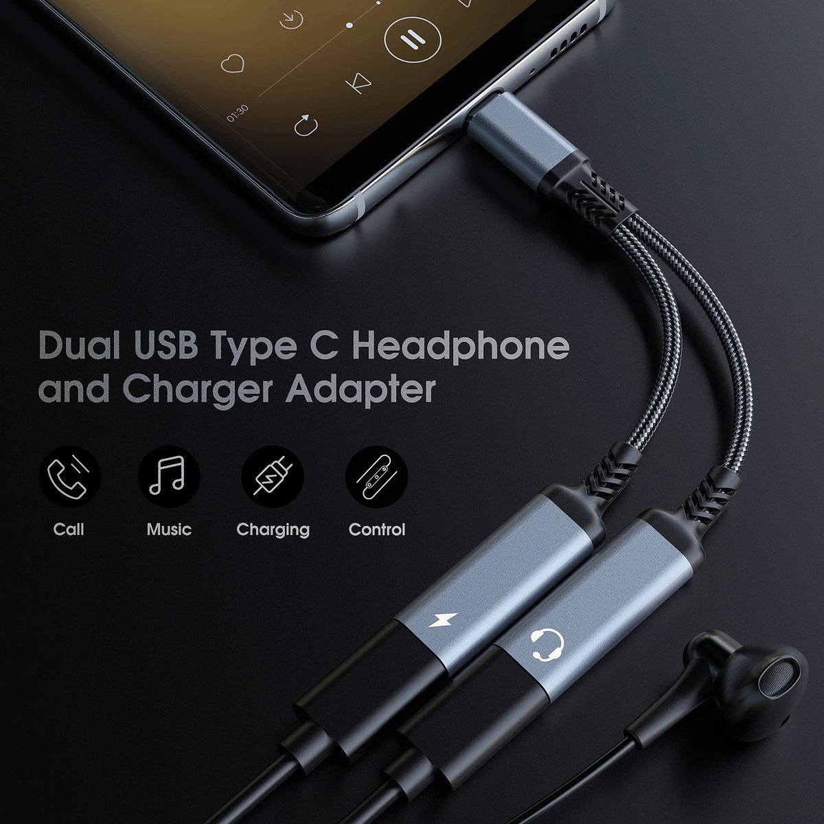 OTG 2 IN 1 USB C Splitter to Dual