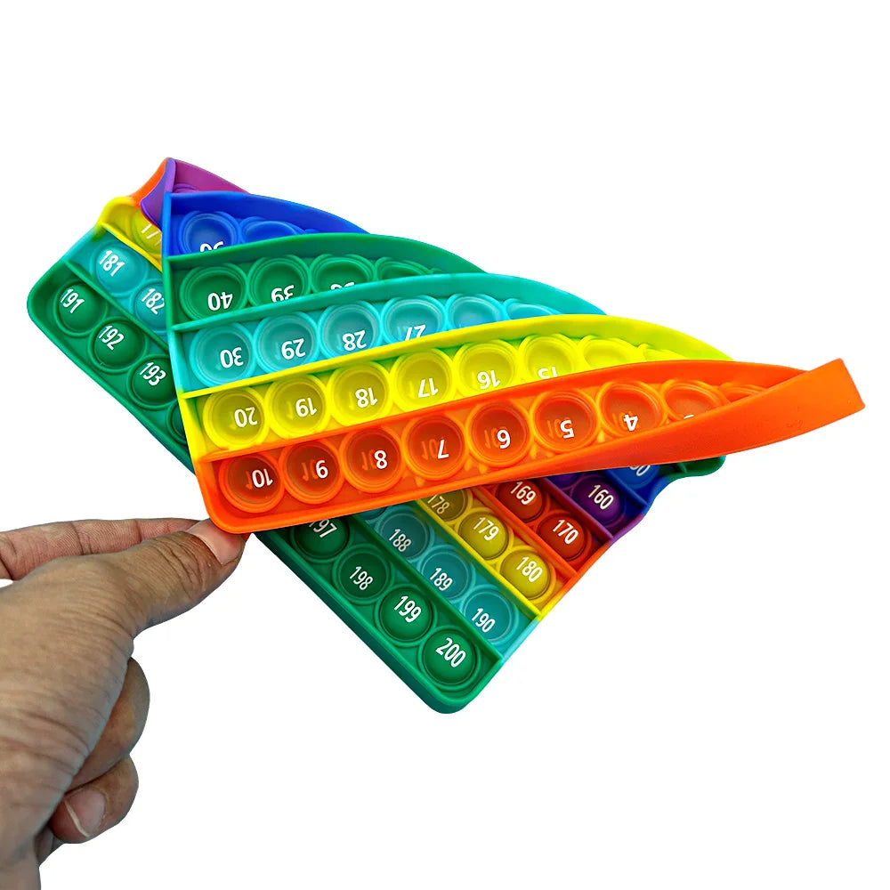 1-200 Numbers Counting Math Fidget Toys, Rainbow Silicone Push Bubble Educational Math Games Toys for Preschool Kids