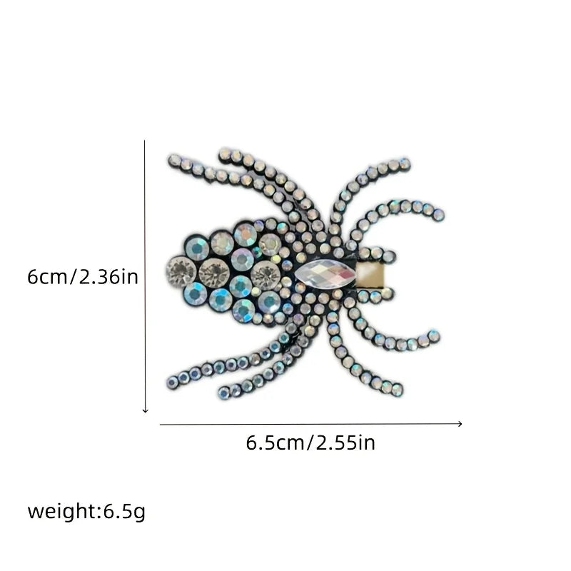 Halloween Rhinestone Spider Hair Clip Gothic Dark Side Bang