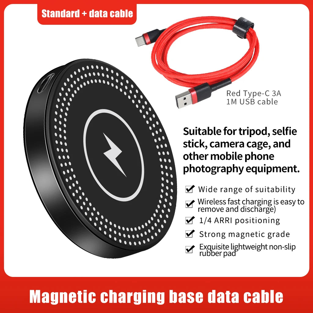 Mobile Phone Stand Holder Magnetic Wireless Charger 10W Tripod Adapter 1/4 Mount Cold Shoe for MagSafe Magnet Charging Station