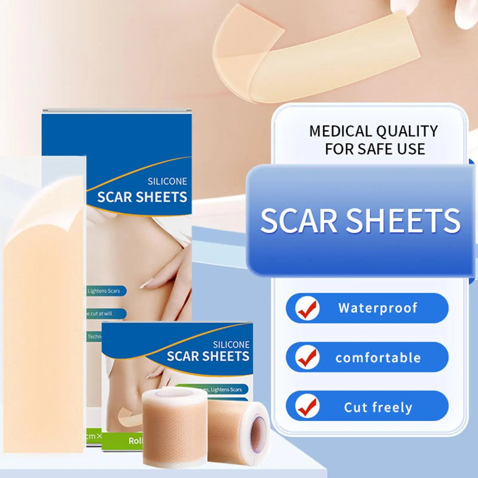 1 Roll Invisible Silicone Scar Sheets Self-Adhesive Scar Cover Tape Reusable and Effective Skin Care Strips