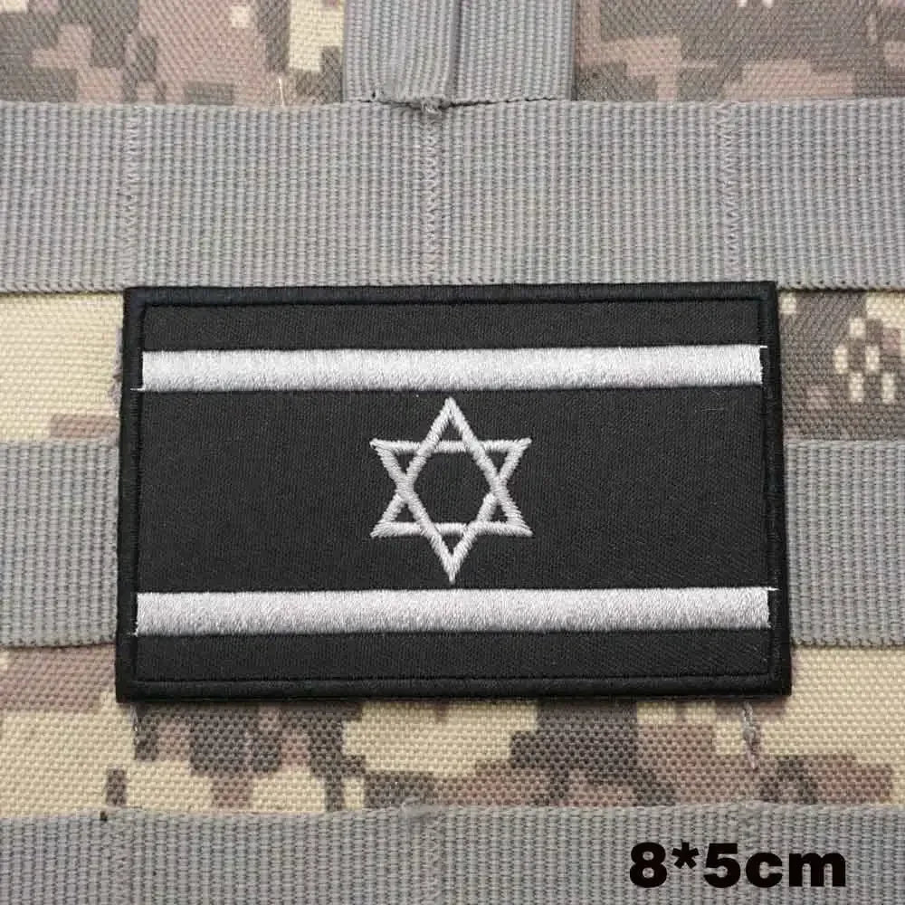 Israel Flag Embroidery Patch Hook and Loop Mlrs Army Morale Badge Israeli Language Outdoor Equipment Tactical Backpack Sticker
