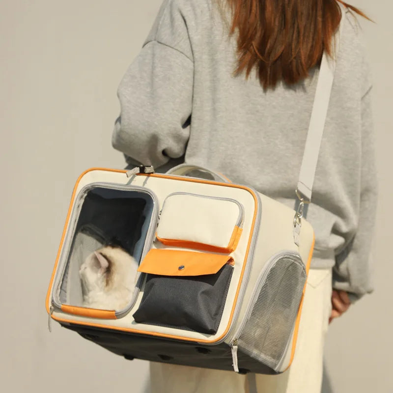 cat bag Cats Backpack transporter for cats Double shoulder pet backpack, crossbody bag,15KG can withstand weight,large space