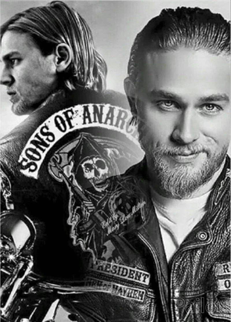 Son Of Anarchy 5D DIY Diamond Painting Full Round Drill Mosaic Death Skull Motorcycle Cross Stitch Handwork Home Decor