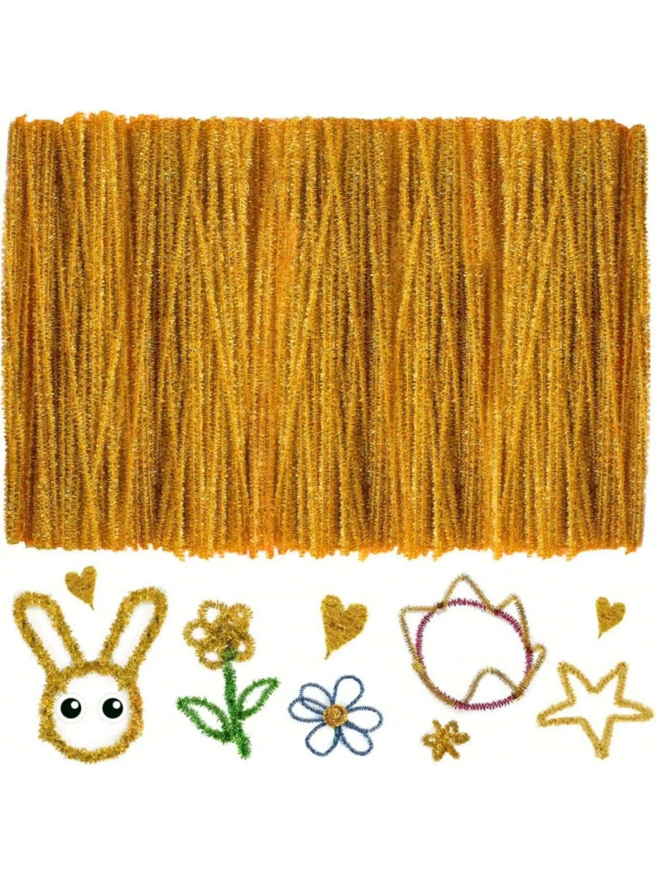 100/300 PCS 6 Colors Gradient Yellow Pipe Cleaners Chenille Stems, Pipe Cleaners Craft,Pipe Cleaners Set for DIY Art and Craft