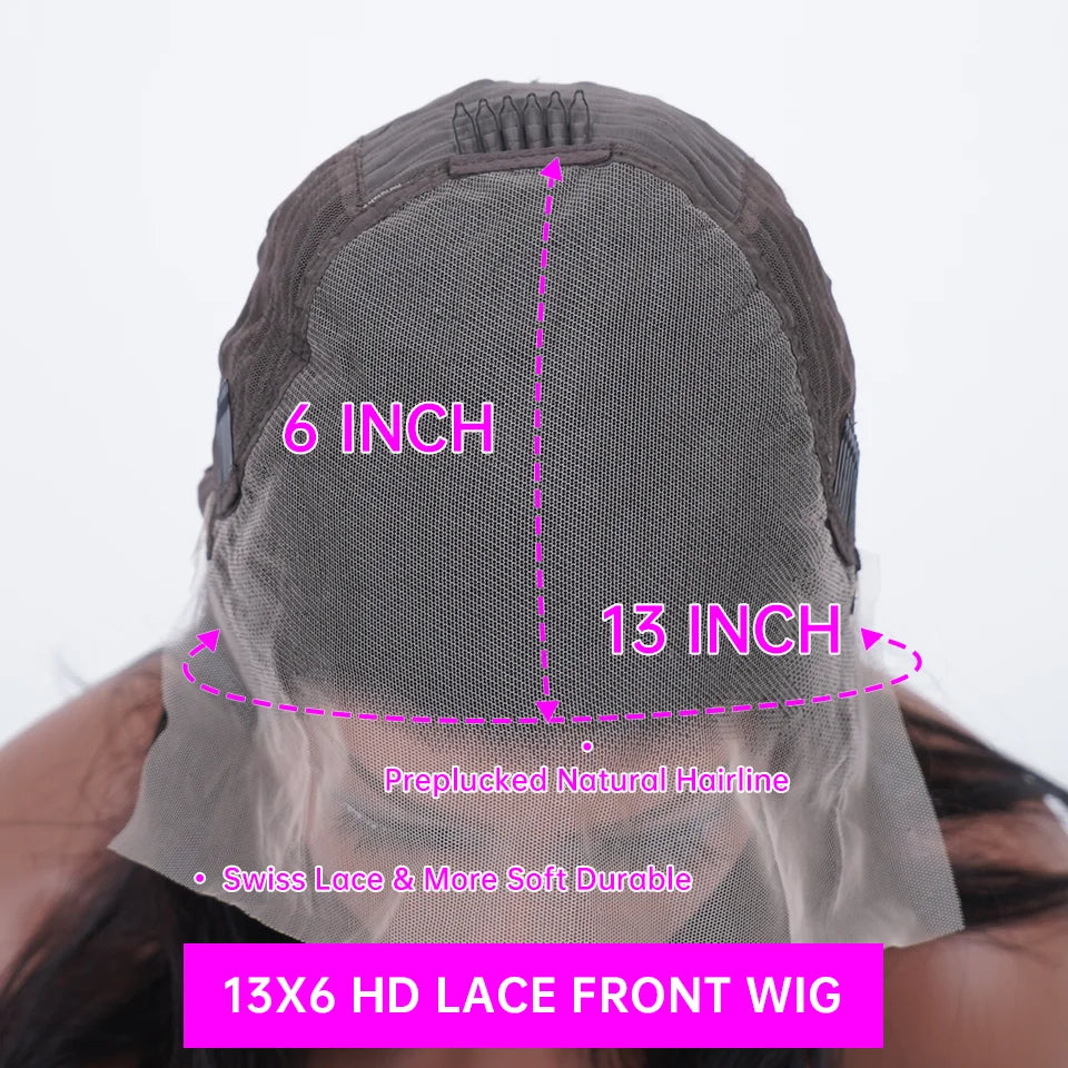 HD Lace Wig 13x6 Human Hair Natural Color Deep