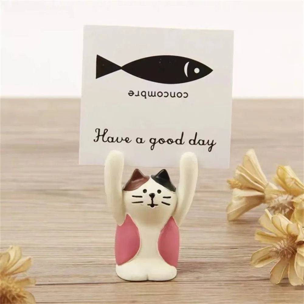 Decorations Creative Cartoon Card Holder Cute Resin Cartoon Style Korean Stationery Office Desk Organizer Mini Display Stand