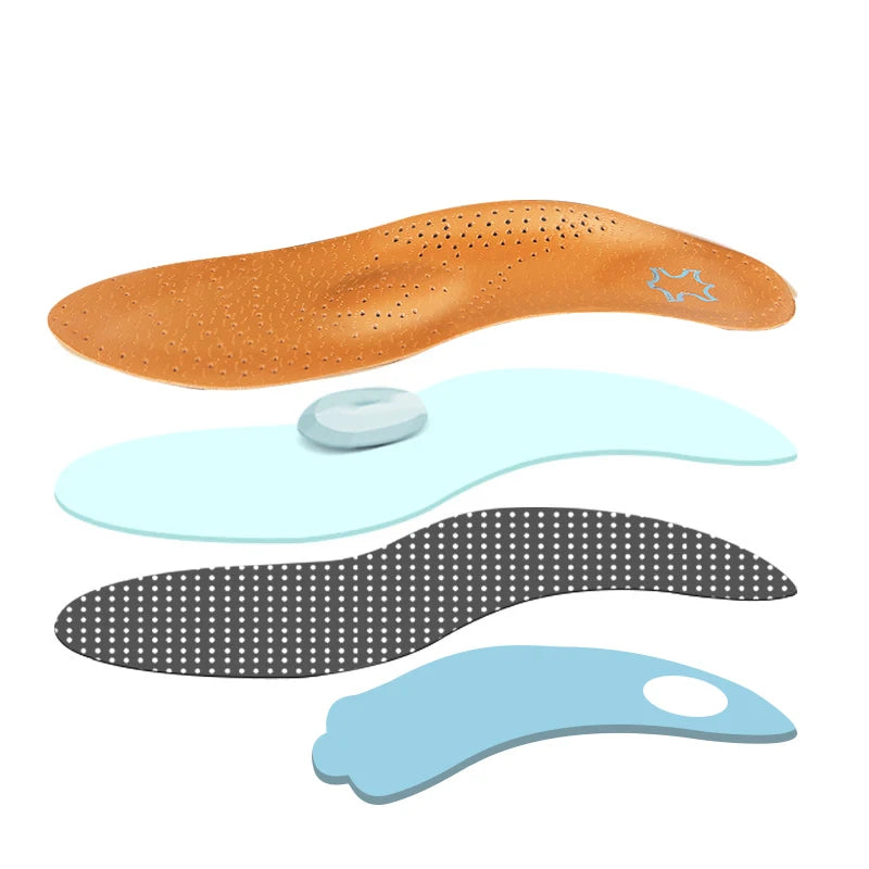 1 Pair of leather orthopedic insoles with arch support insoles