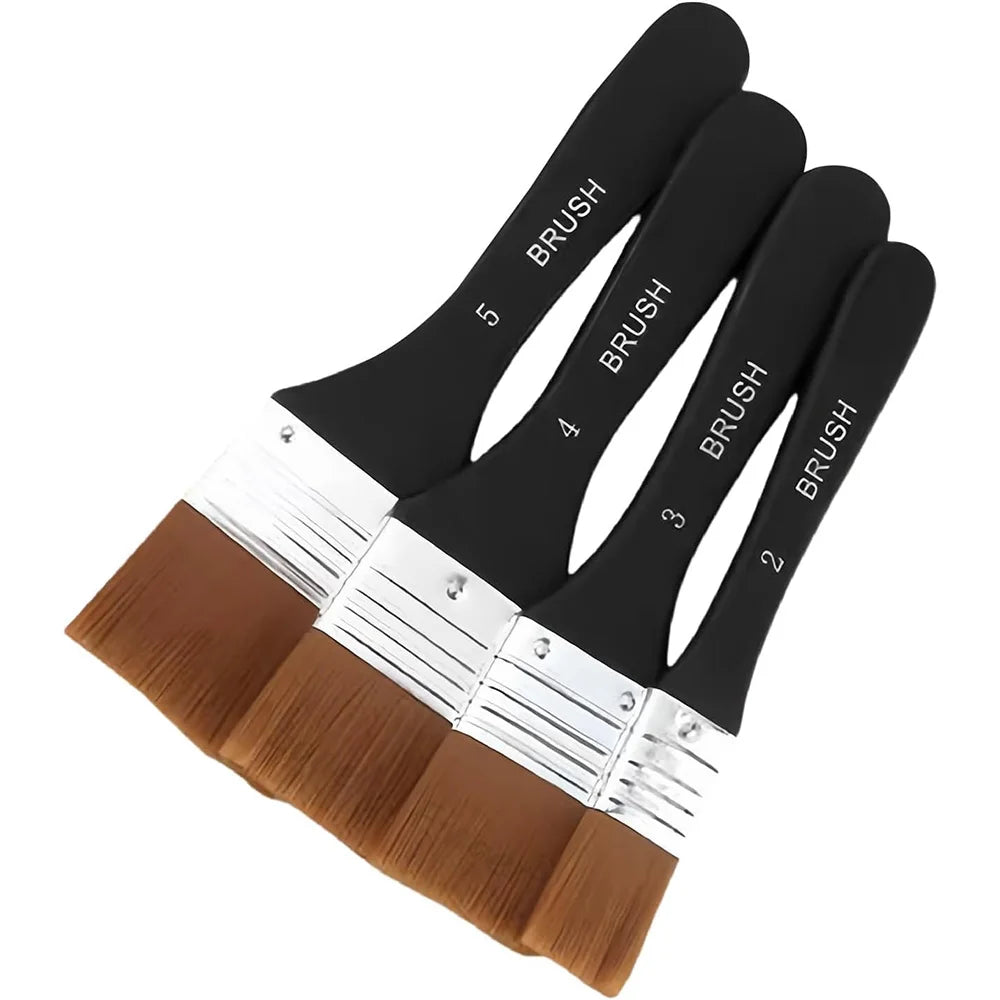 1/3/4 Pcs Paint Brush, Flat Bright Paint Brushes Craft Basecoating Paint Brushes with Wooden Handle for Acrylic, Oil, Watercolor