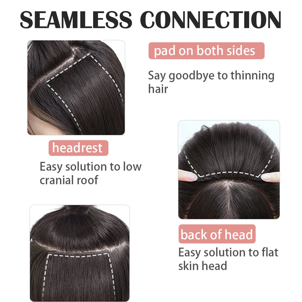 Straight hair synthetic hair pad clip to extend women's