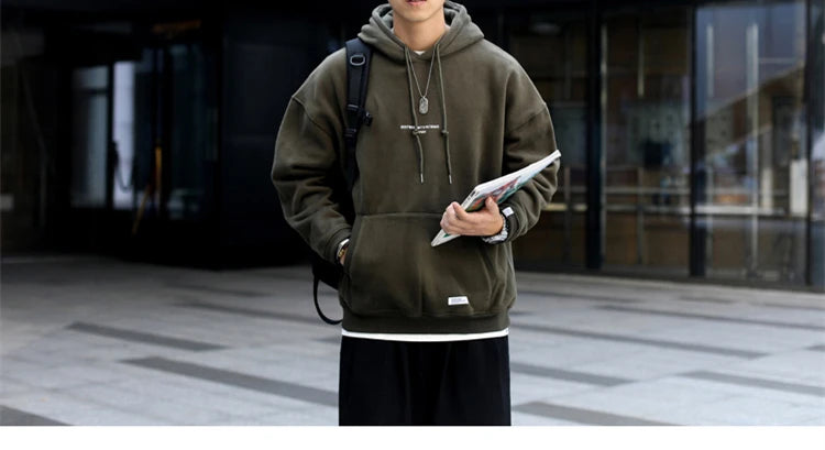 Japanese Streetwear High Quality Hip Hop Thin Fleece Hoodie Men Clothing Harajuku Casual Sweatshirt Korean Couple Pullover Male