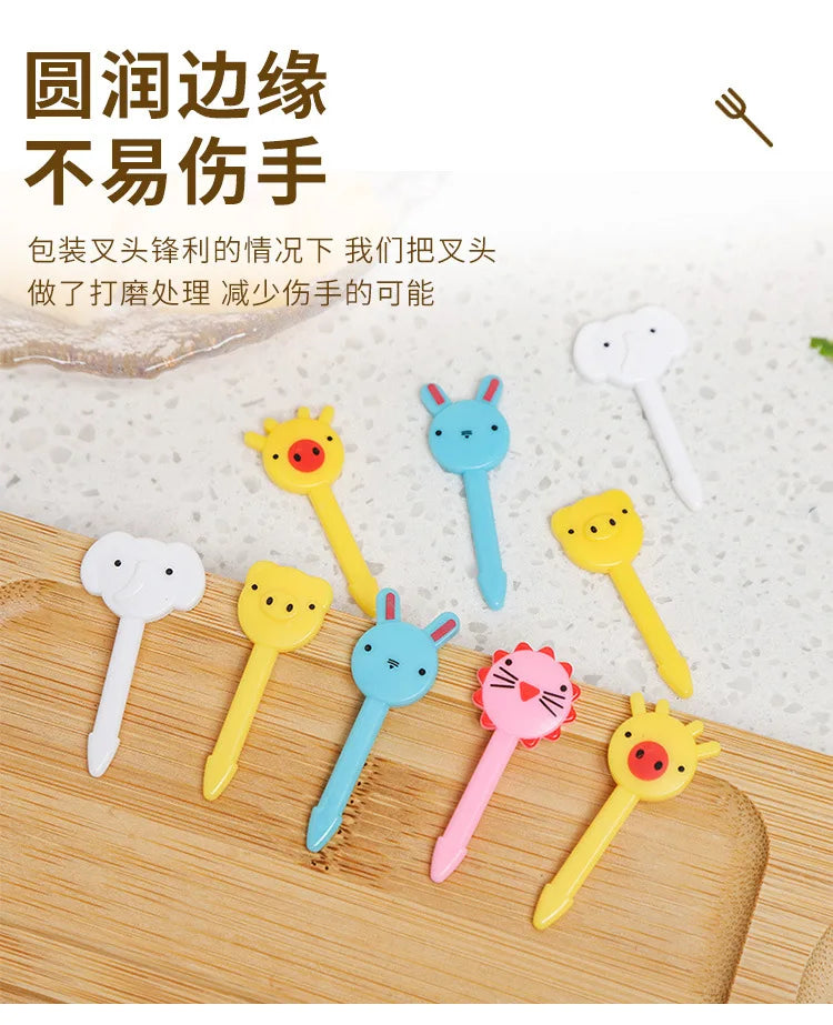 40PCS Fruit Fork Cartoon Kids Cake Fruit Toothpick Mini Animal Fork Food Grade Plastic Bento Lunch Bento Accessories Party Decor